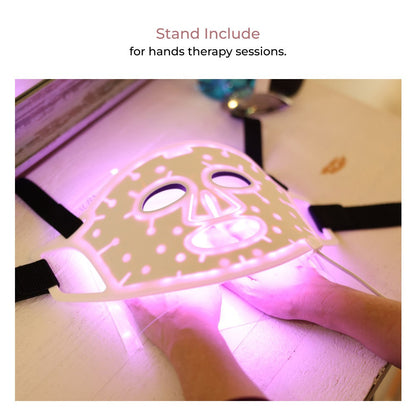 Aura Plus LED Mask demonstrating light therapy on skin