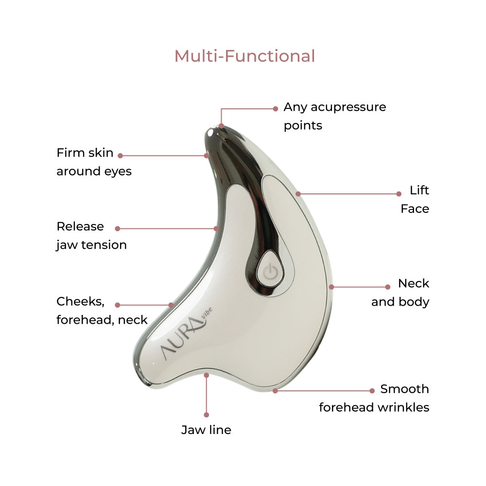 Aura Vibe Gua Sha Facial Massager with ergonomic design